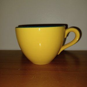Vintage Pagnossin Italian Tea Cup Yellow Orange with green rim